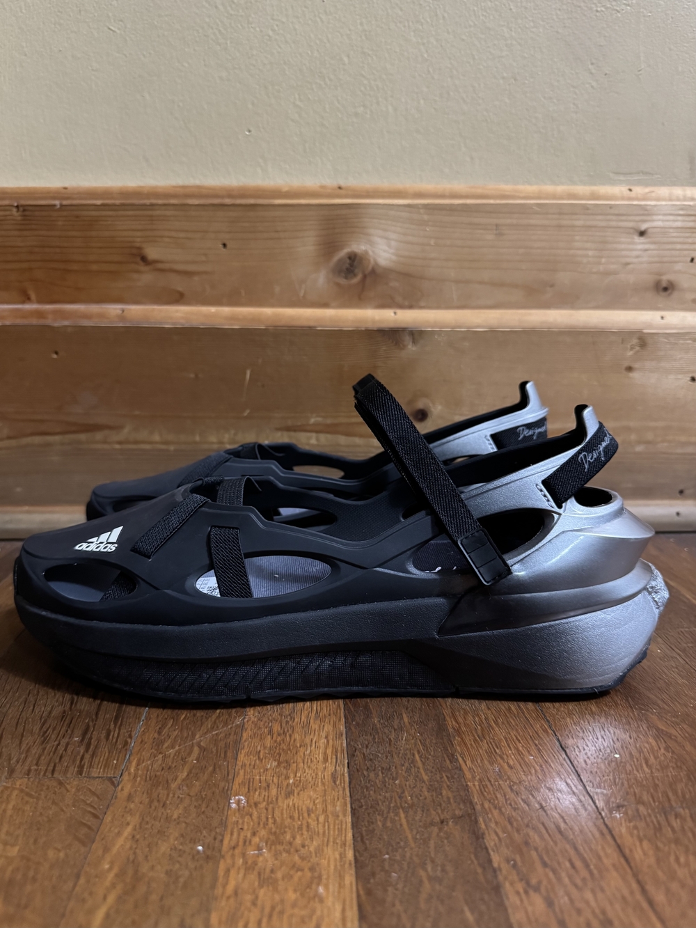Adidas Black Sport Sandal Flats with Straps